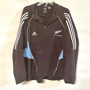 Adidas Three Stripe Zip Up Black Workout Athletic Long Sleeve T Shirt Tee